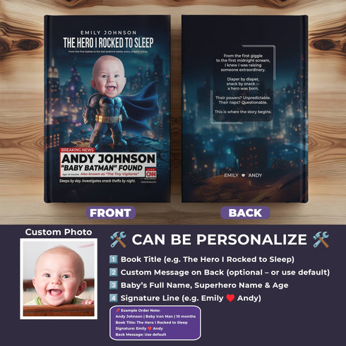 Personalized Baby Batman Notebook – Custom Superhero Journal with Photo & Name